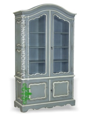 Glass Cabinet French Grey White Painted Furniture Manufacturer